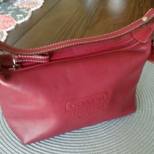 Coach red leather mini bag